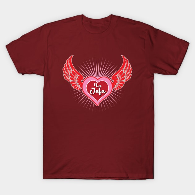 La Jefa Winged Heart T-Shirt by MikeCottoArt